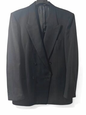 VTG 90s Men’s Abriani Black Double-Breasted Suit Jacket Size US 44 Reg (Large)